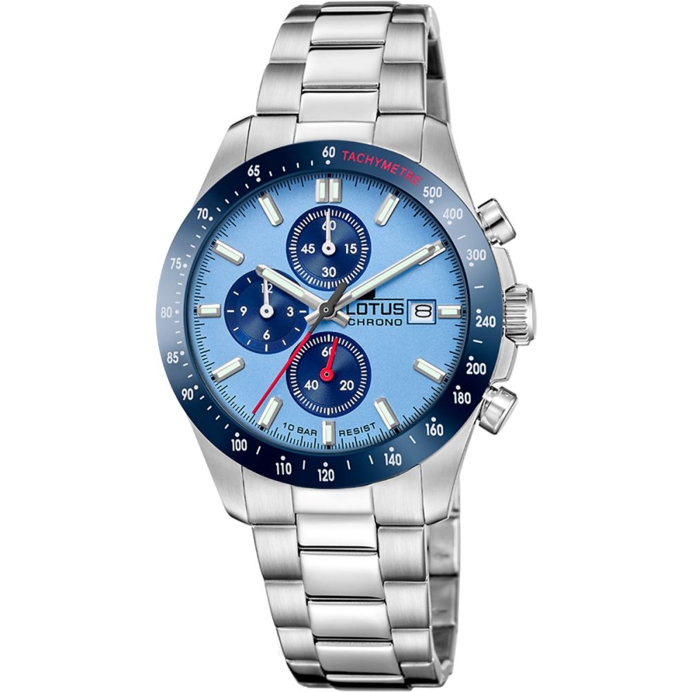 Lotus Orologio Cronografo Acciaio Quadrante Celeste