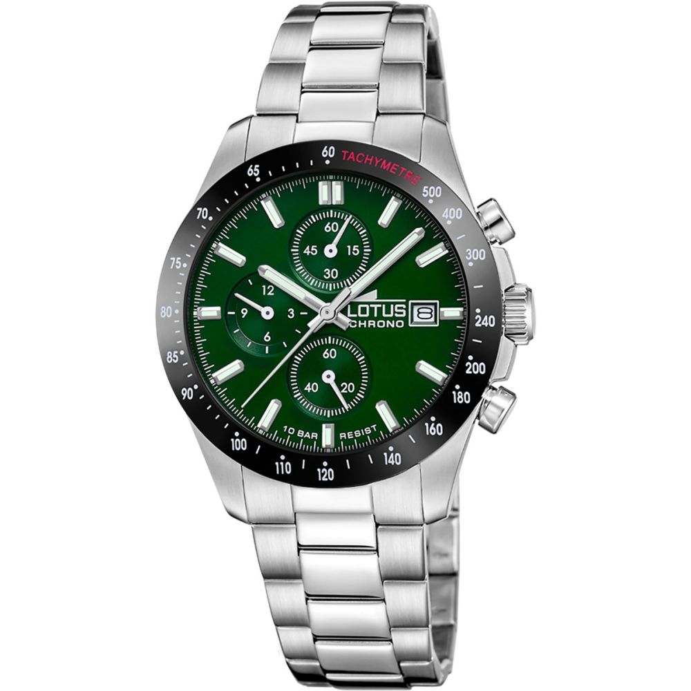Lotus Orologio Cronografo Acciaio Quadrante Verde