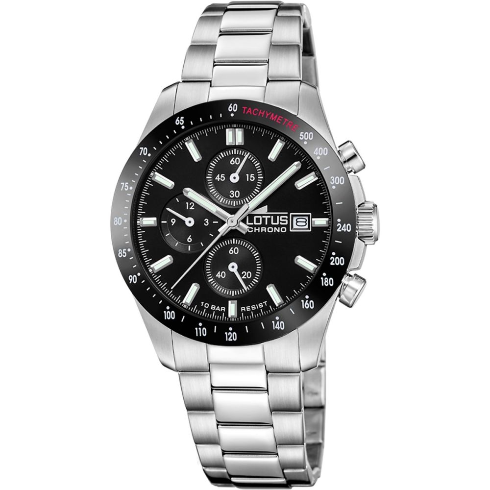 Lotus Orologio Cronografo Acciaio Quadrante Nero