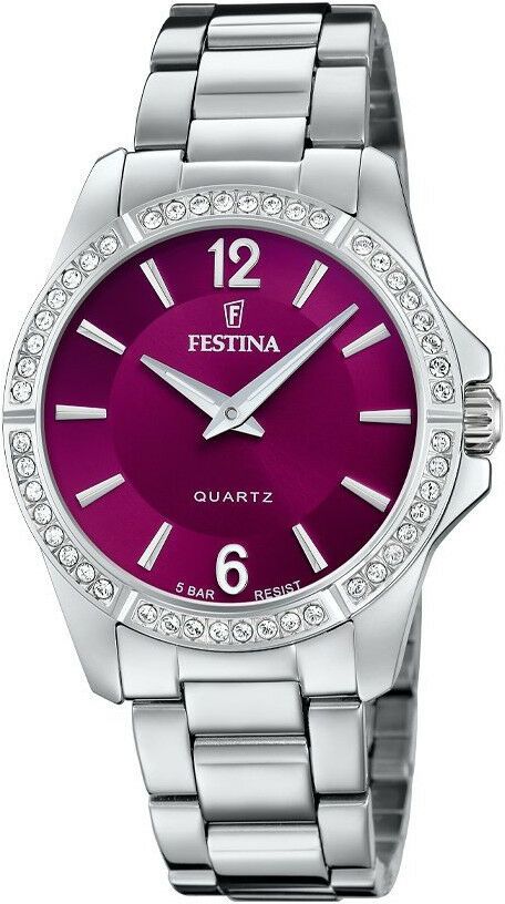 Festina Orologio Solo Tempo Donna Acciaio Quadrante Viola