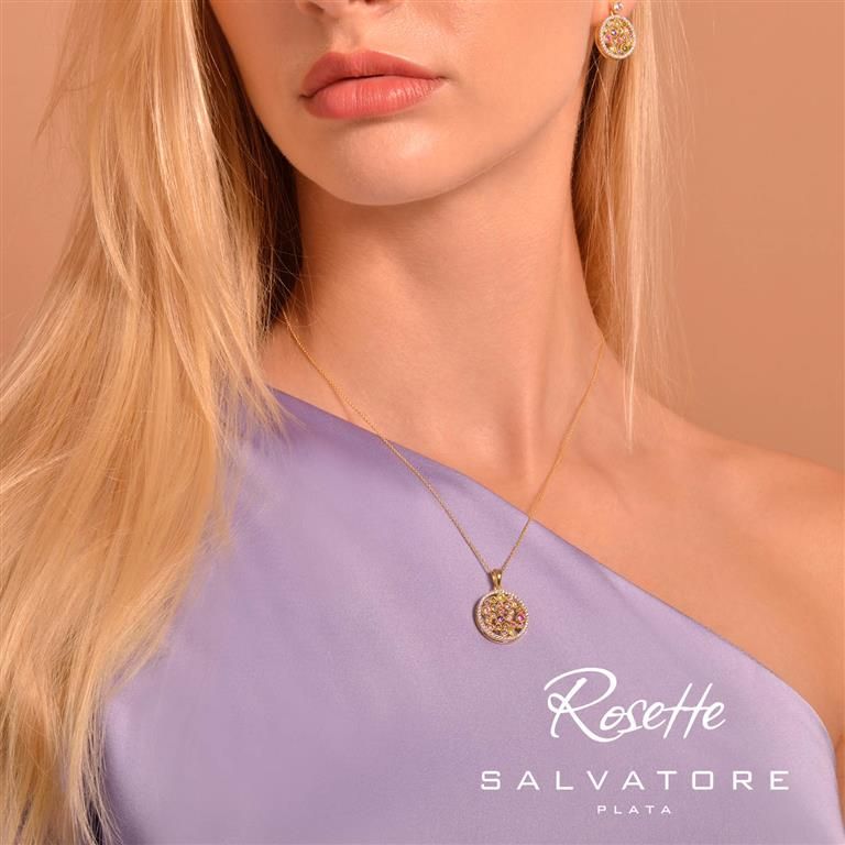 Plata Orecchini Argento Dorato Cristalli Multicolor