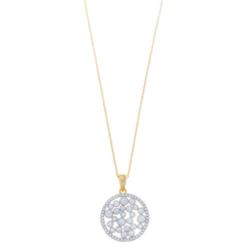 Plata Collana Argento Dorato Pendente con Zirconi