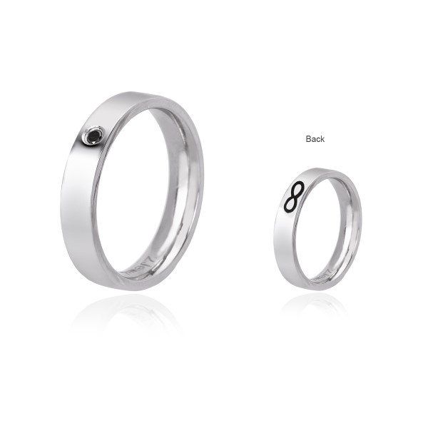 2 Jewels Anello Uomo Acciaio Zircone Nero e Infinito Love Rings