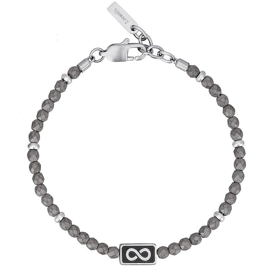 2 Jewels Bracciale Uomo Acciaio Hematite Infinito