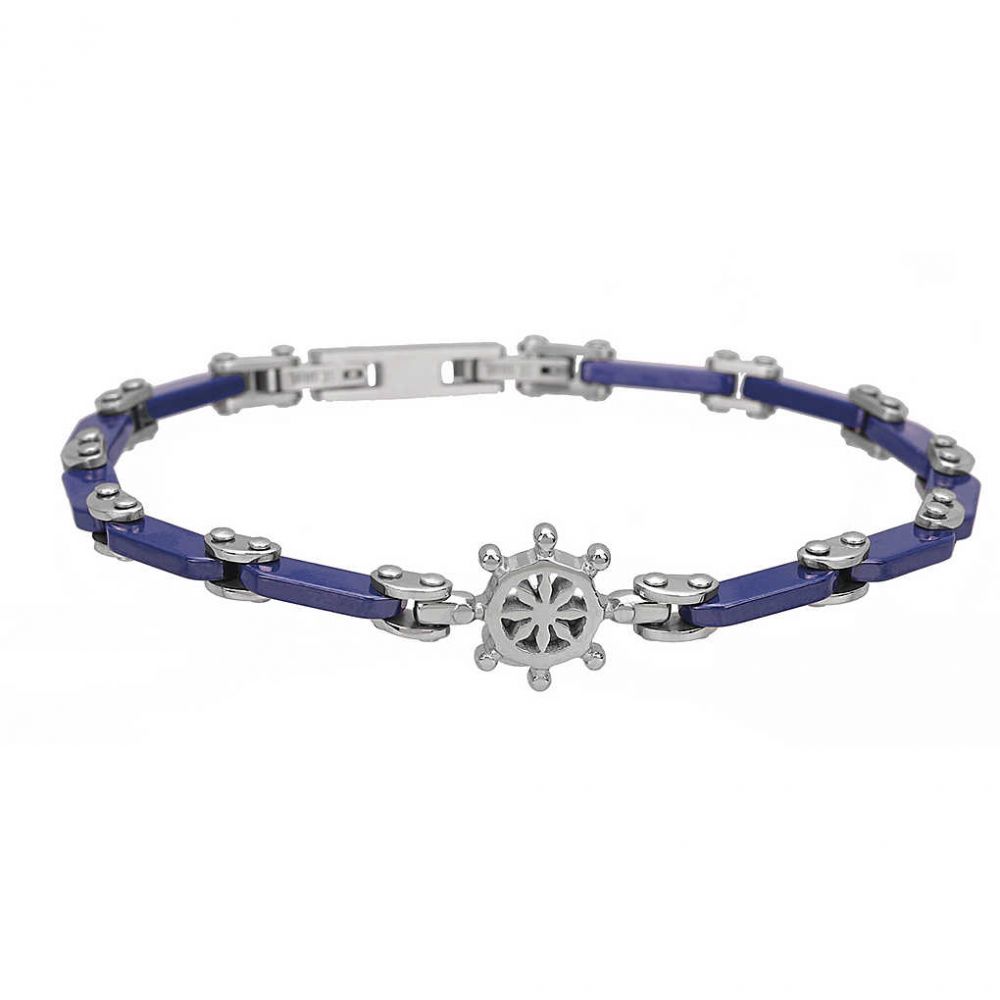 2 Jewels Bracciale Uomo Acciaio pvd Blu Timone Navy