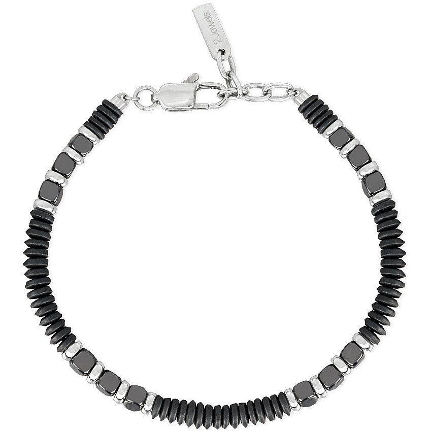 2 Jewels Bracciale Uomo Acciaio Hematite Nero