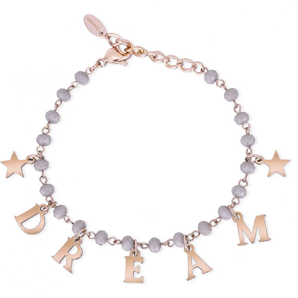 2 Jewels Bracciale Donna Acciaio Scritta Dream Rosè Desireè