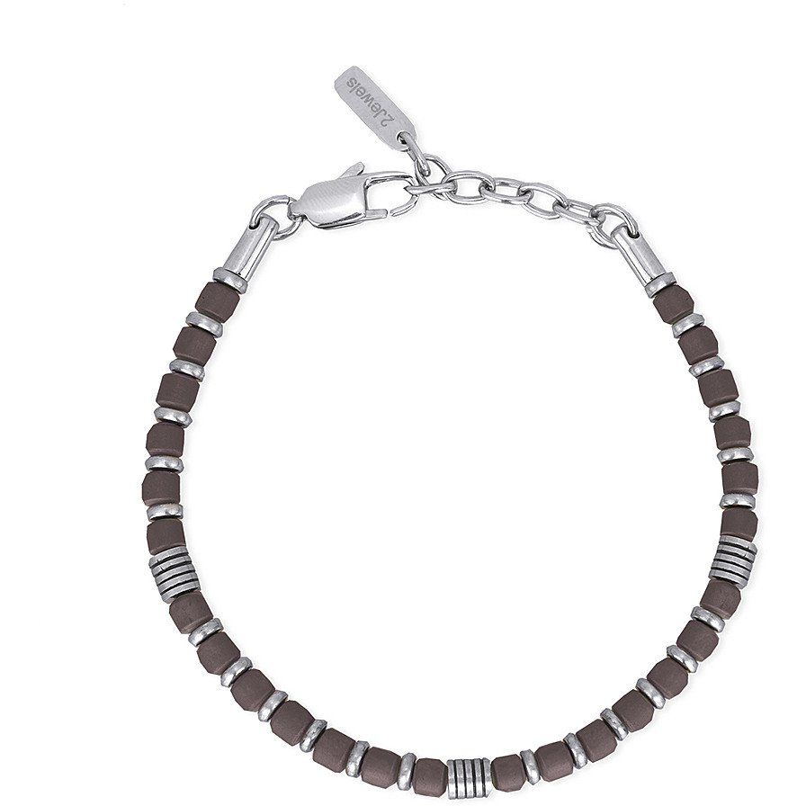 2 Jewels Bracciale Uomo Acciaio Hematite Marrone