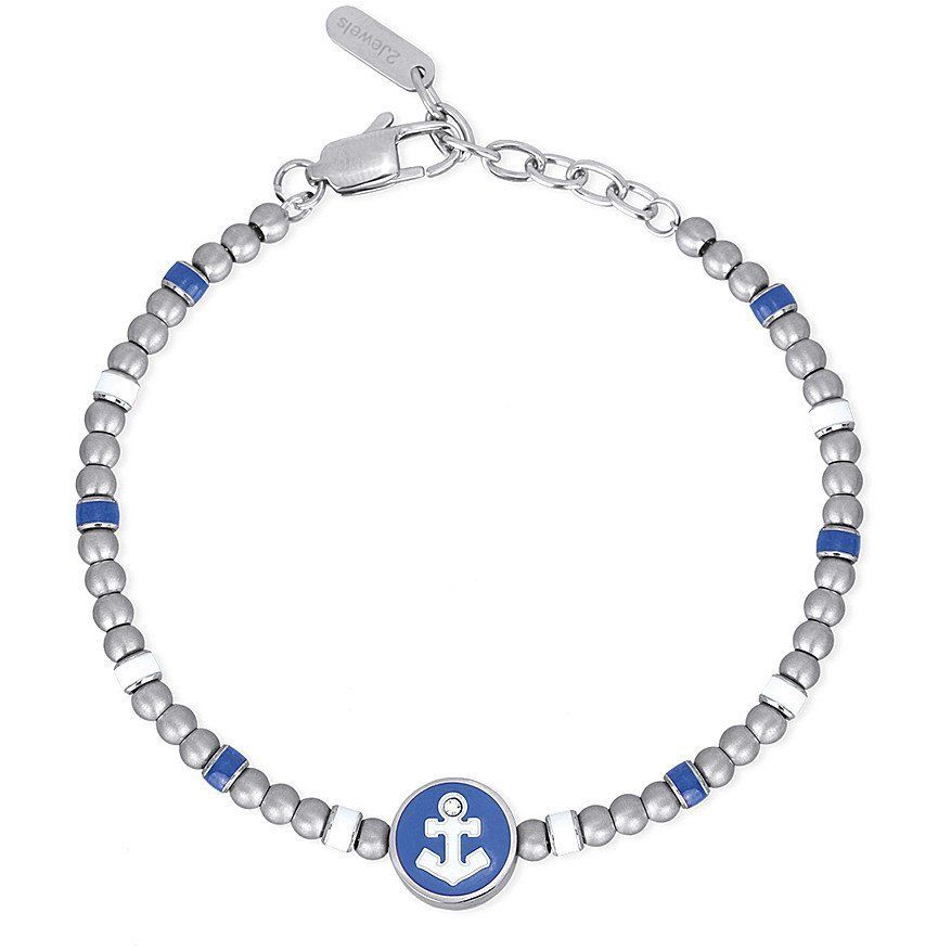 2 Jewels Bracciale Uomo Acciaio e Smalti Ancora Navy