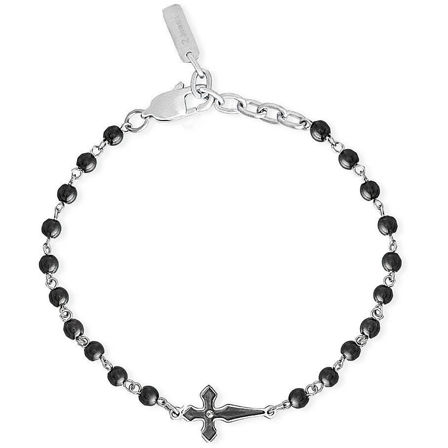 2 Jewels Bracciale Uomo Acciaio Croce Nera Faith