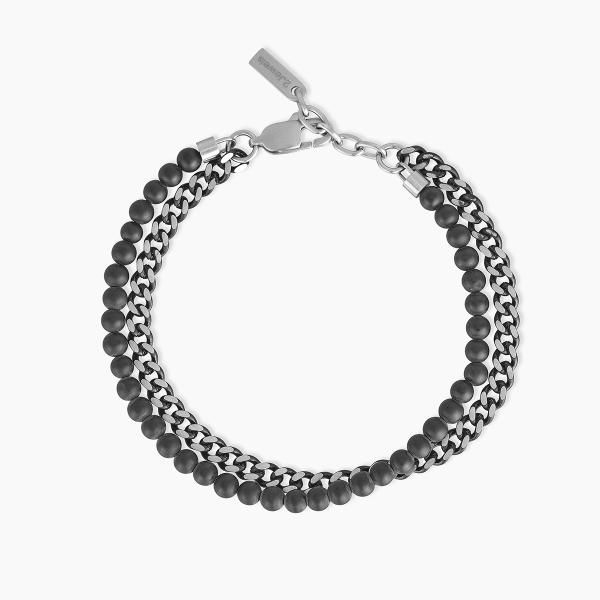 2 Jewels Bracciale 2 Fili Onice Nera e Acciaio