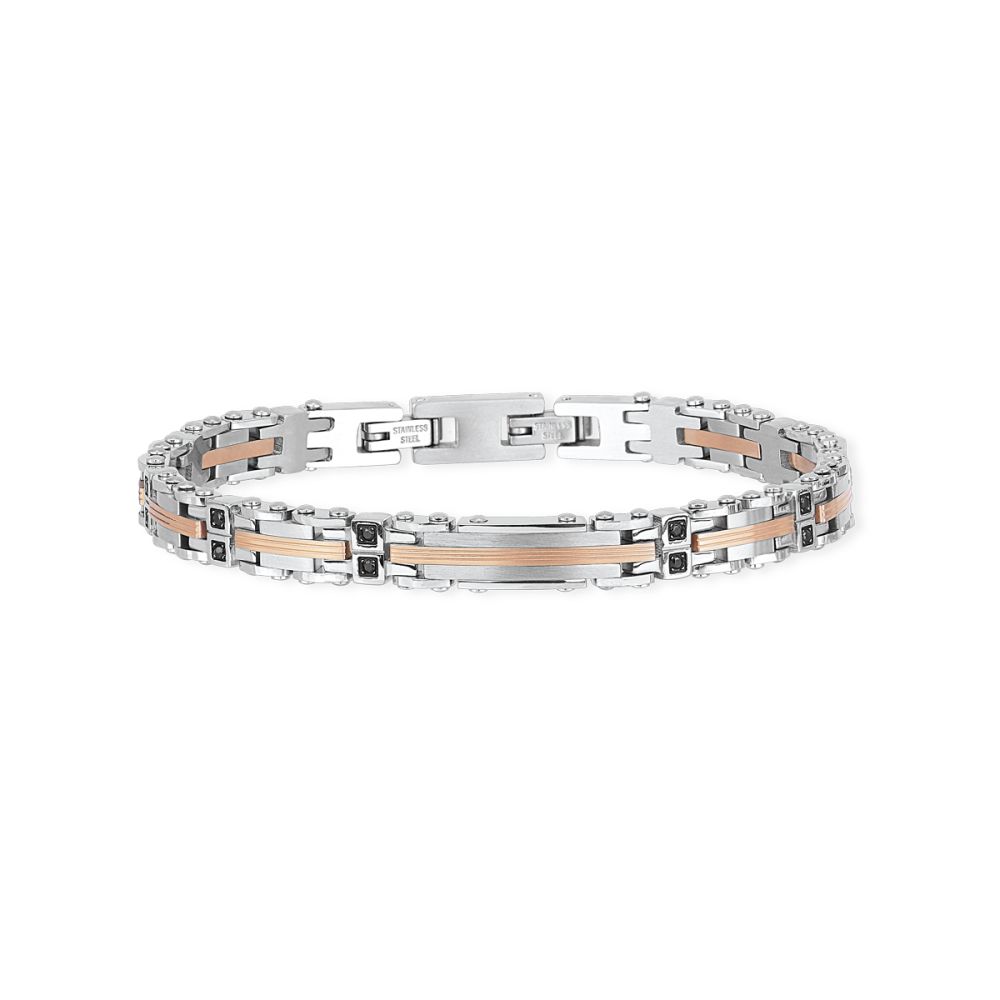 2 Jewels Bracciale Acciaio Pvd Rosè con Cristalli Neri