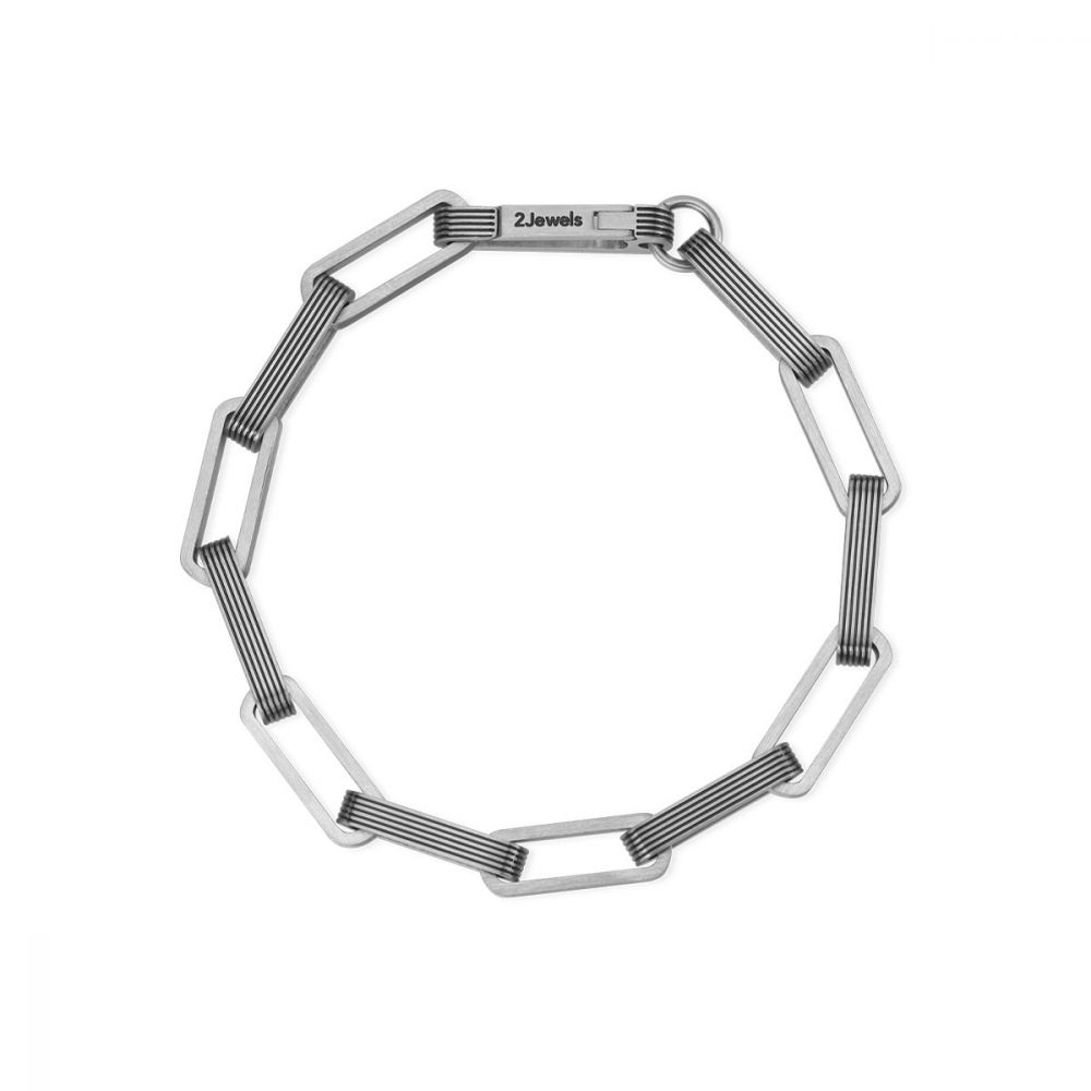 2 Jewels Bracciale Uomo Acciaio Linee Orizzontali