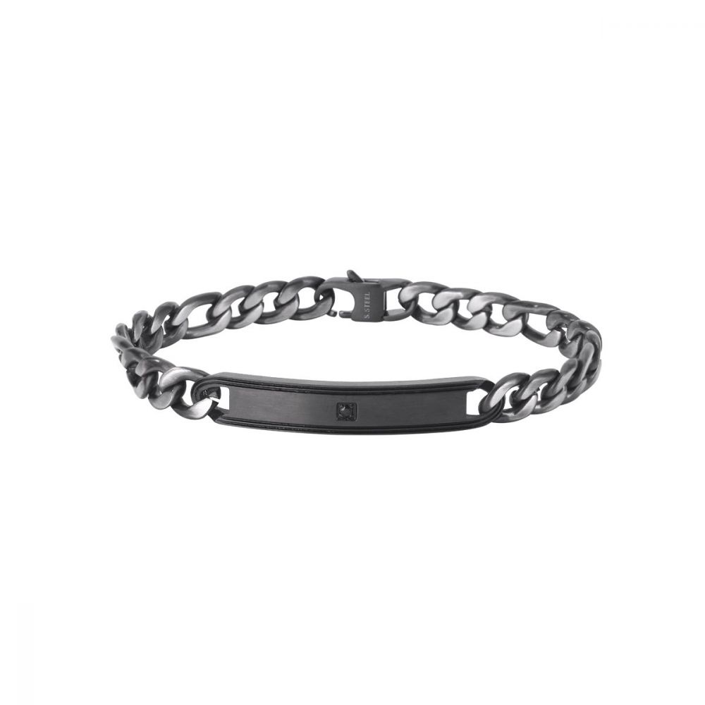 2 Jewels Bracciale Uomo Acciaio Gun Metal e Zirconi Neri