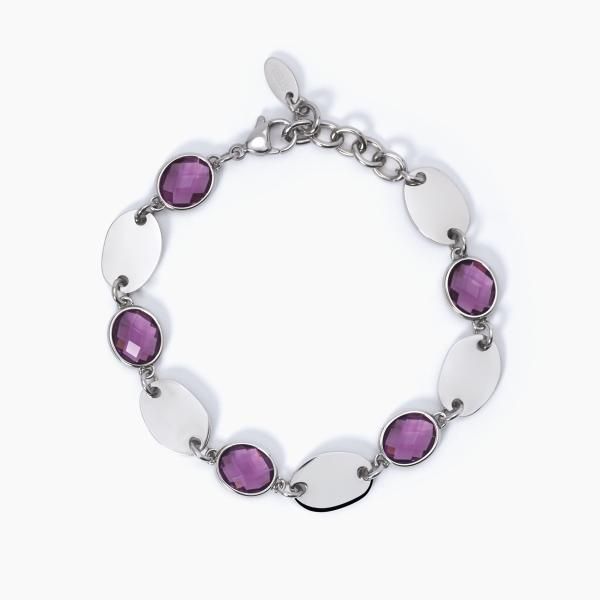 2 Jewels Bracciale Donna Acciaio Cristalli Viola