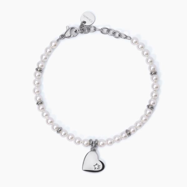 2 Jewels Bracciale Donna Acciaio Perle e Cuore