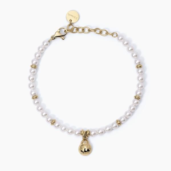 2 Jewels Bracciale Donna Acciaio Gold Perle e Coccinella