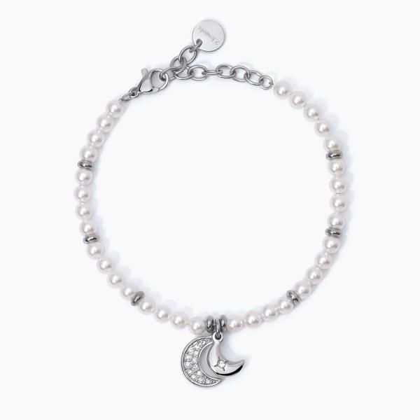 2 Jewels Bracciale Donna Acciaio Perle e Mezzaluna