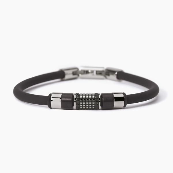 2 Jewels Bracciale Uomo Silicone e Acciaio Pvd Nero