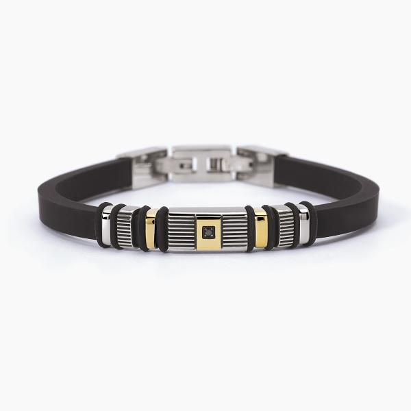 2 Jewels Bracciale Silicone Nero e Acciaio