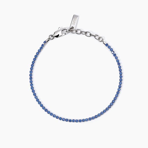 2 Jewels Tennis Acciaio Cristalli Blu 2 mm