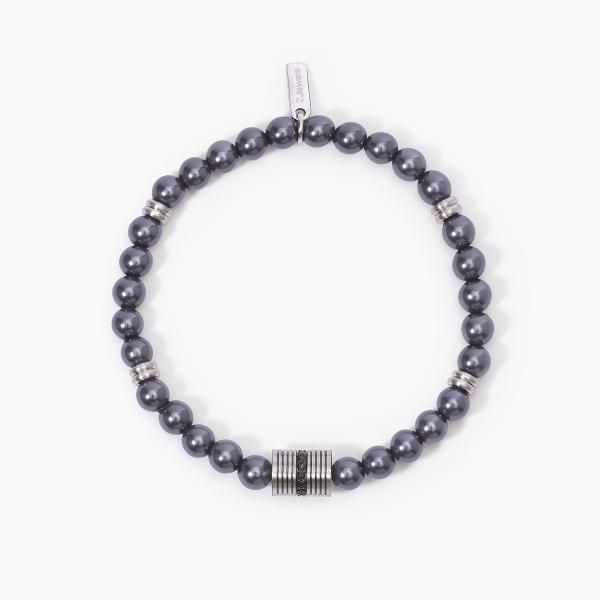 2 Jewels Bracciale Elastico Perle Grigie e Acciaio