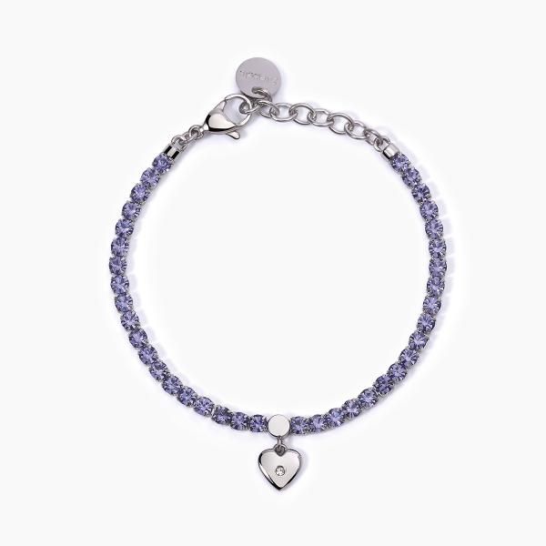 2 Jewels Tennis Acciaio Cristalli Tanzanite e Cuore