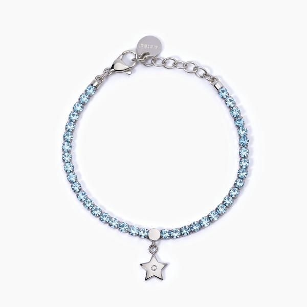 2 Jewels Tennis Acciaio Cristalli Azzurri e Stella
