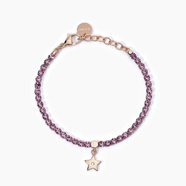 2 Jewels Tennis Acciaio Rosè Cristalli Viola e Stella