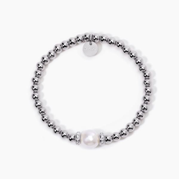2 Jewels Bracciale Elastico Sfere Acciaio e Perla