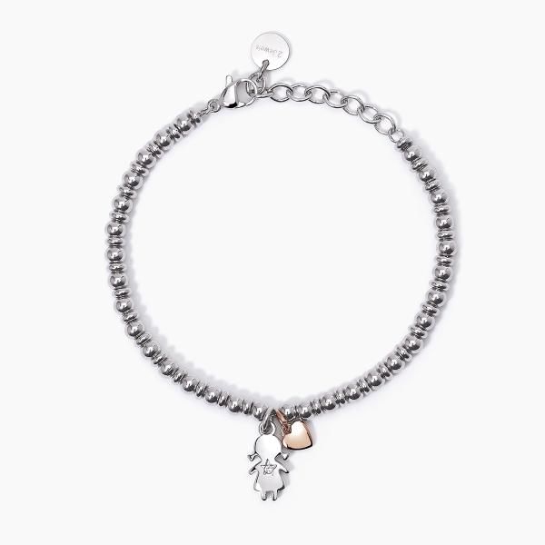 2 Jewels Bracciale Acciaio Bambina e Cuore Rosè