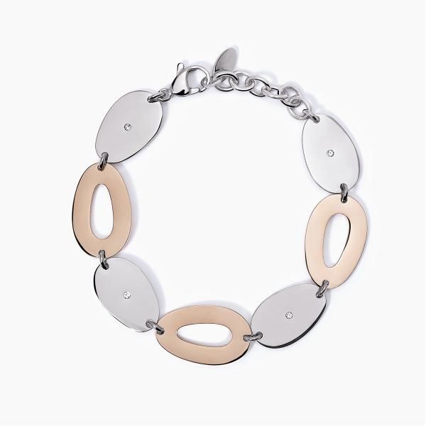 2 Jewels Bracciale Ovali Acciaio e Pvd Rosè