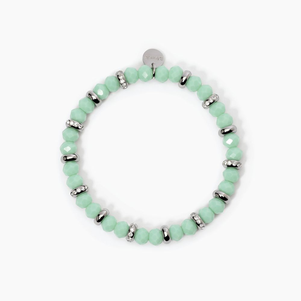 2 Jewels Bracciale Elastico Glass Verde e Cristalli