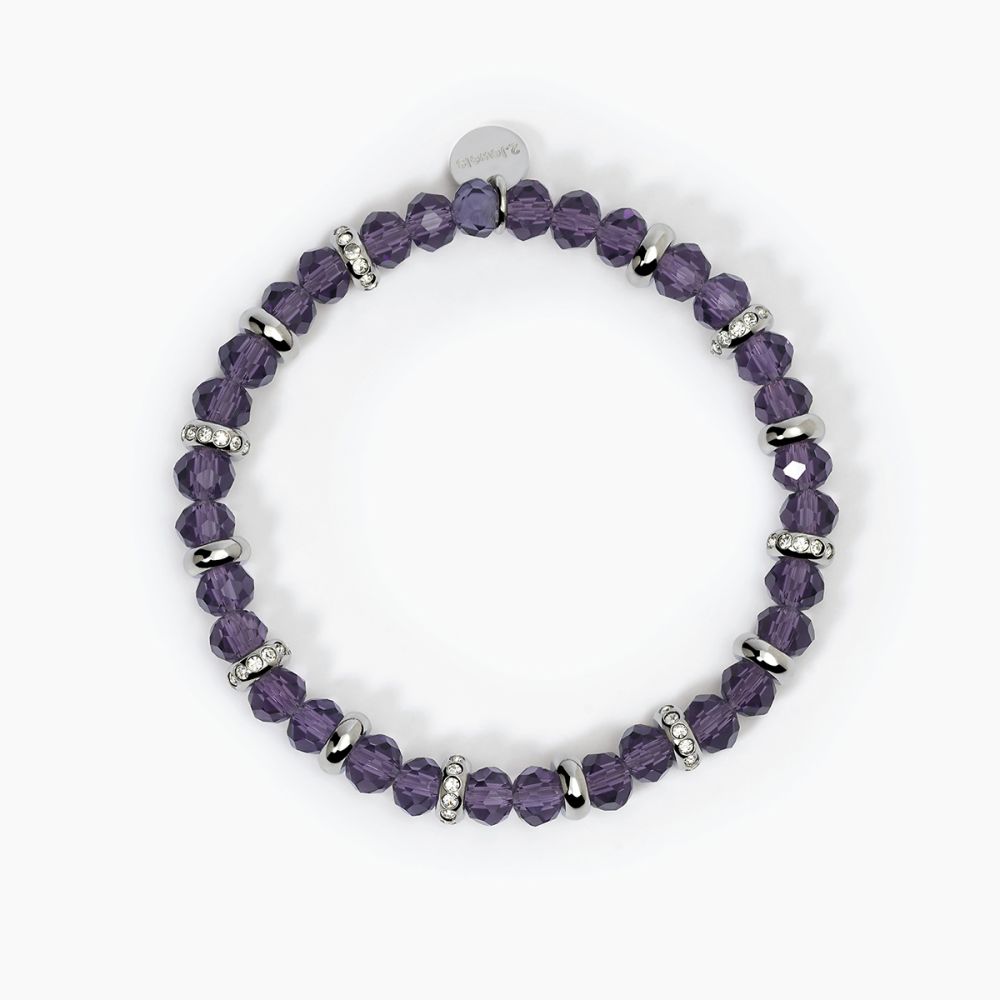 2 Jewels Bracciale Elastico Glass Viola e Cristalli