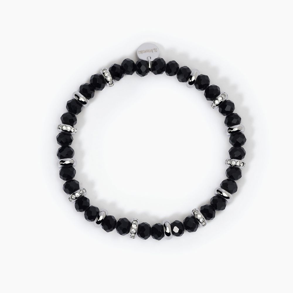 2 Jewels Bracciale Elastico Glass Nero e Cristalli