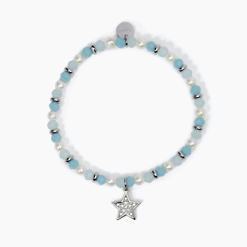 2 Jewels Bracciale Elastico Perle Glass Multi e Stella