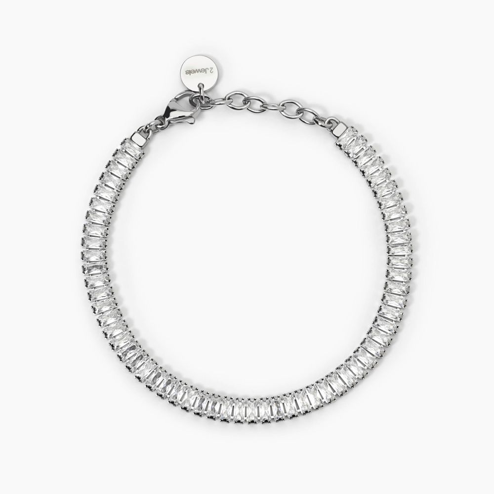 2 Jewels Tennis Acciaio Cristalli Bianchi 