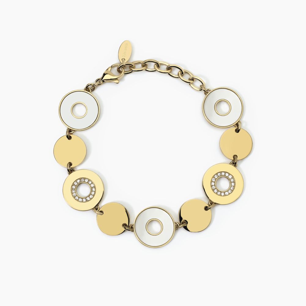 2 Jewels Bracciale Acciaio Gold Madreperla e Cristalli