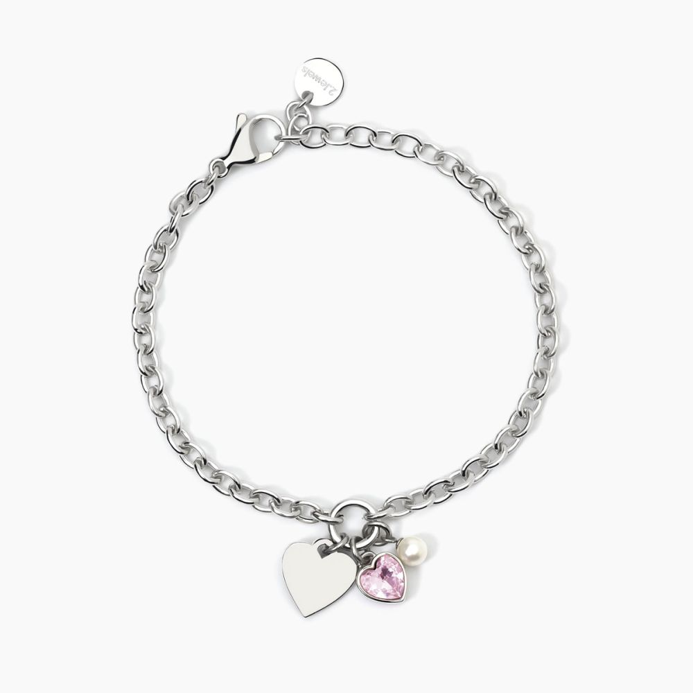 2 Jewels Bracciale Acciaio Cuore Rosa e Perla
