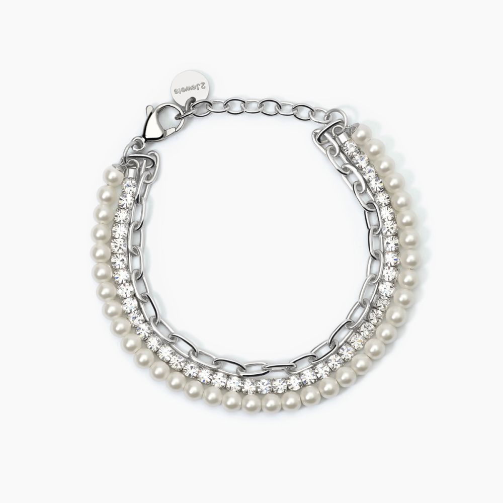 2 Jewels Bracciale Multifilo Acciaio Perle e Cristalli