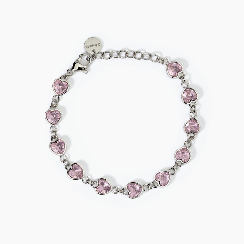 2 Jewels Bracciale Acciaio 11 Cuori Rosa