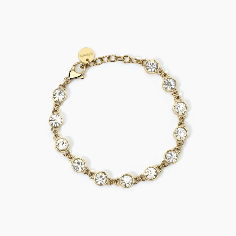 2 Jewels Bracciale Acciaio Gold 12 Cristalli Bianchi