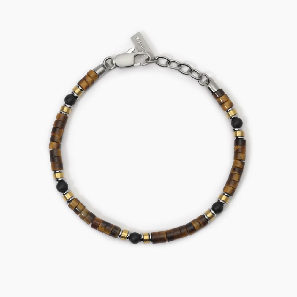 2 Jewels Bracciale Acciaio Occhio Di tigre e Agata