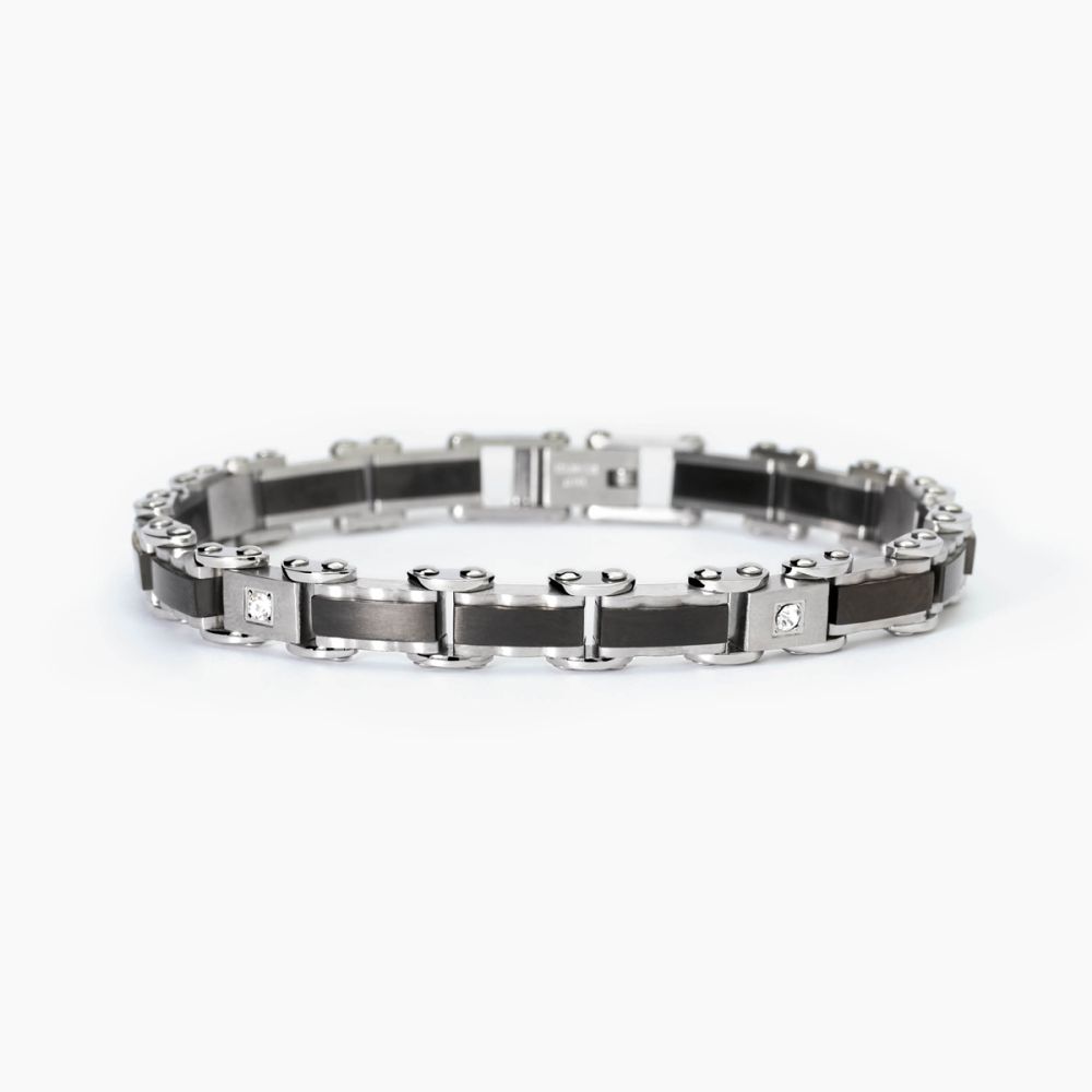 2 Jewels Bracciale Acciaio Pvd Gunmetal e Cristalli