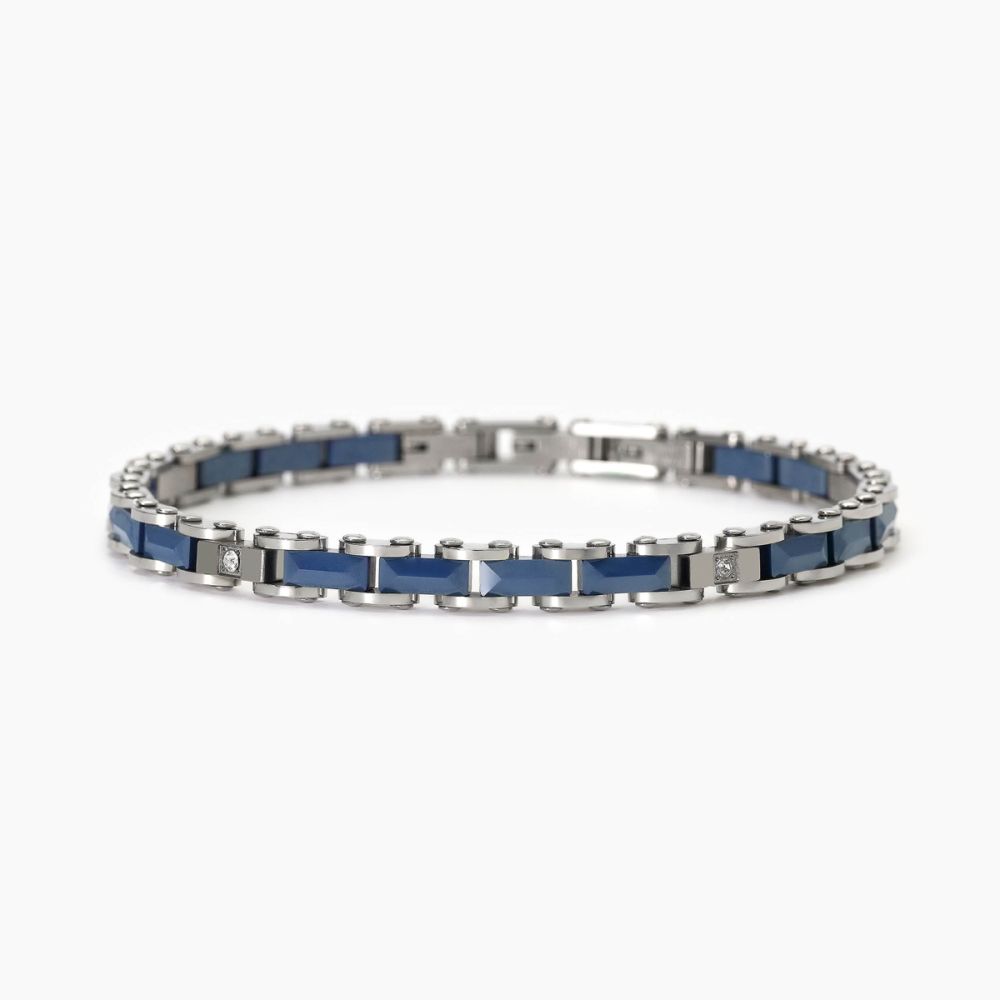 2 Jewels Bracciale Acciaio Ceramica Blu e Cristalli