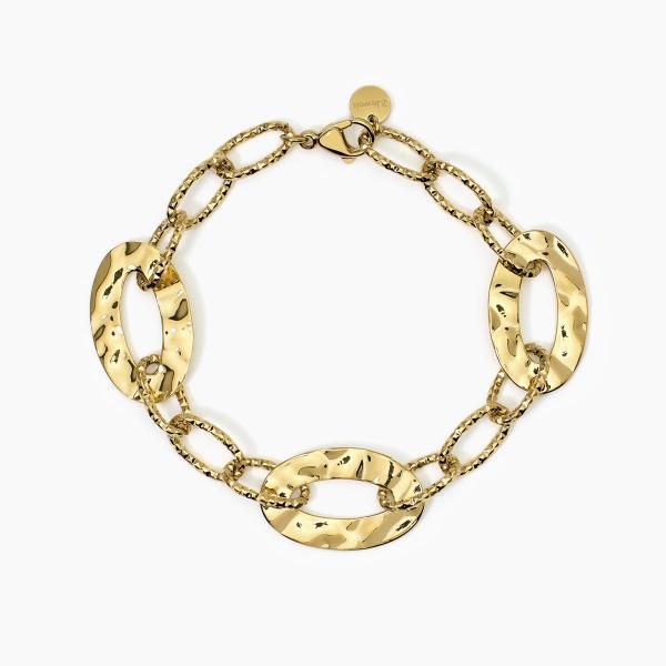 2 Jewels Bracciale Acciaio Dorato Elementi Martellati