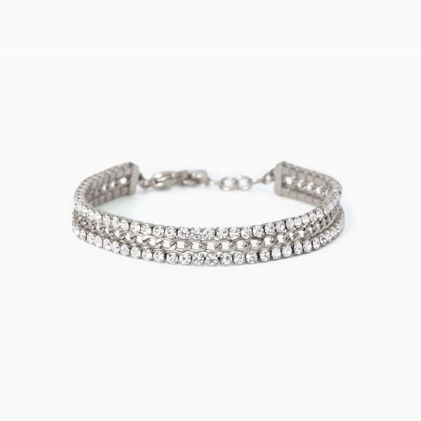 2 Jewels Bracciale Acciaio Doppio Tennis Bianco