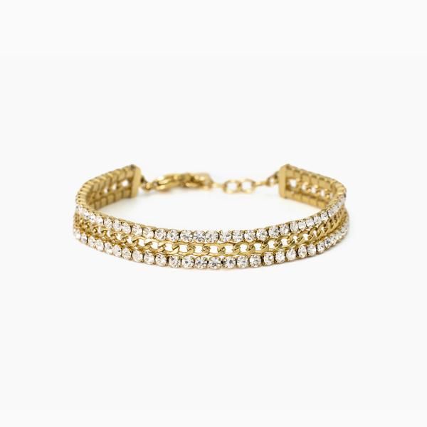 2 Jewels Bracciale Acciaio Dorato Doppio Tennis Bianco