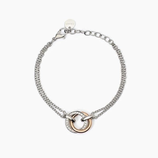 2 Jewels Bracciale Acciaio Elementi Bicolore e Zirconi 