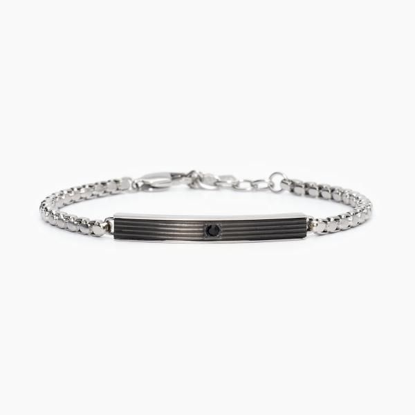 2 Jewels Bracciale Acciaio Catena Veneta e Piastra Gunmetal